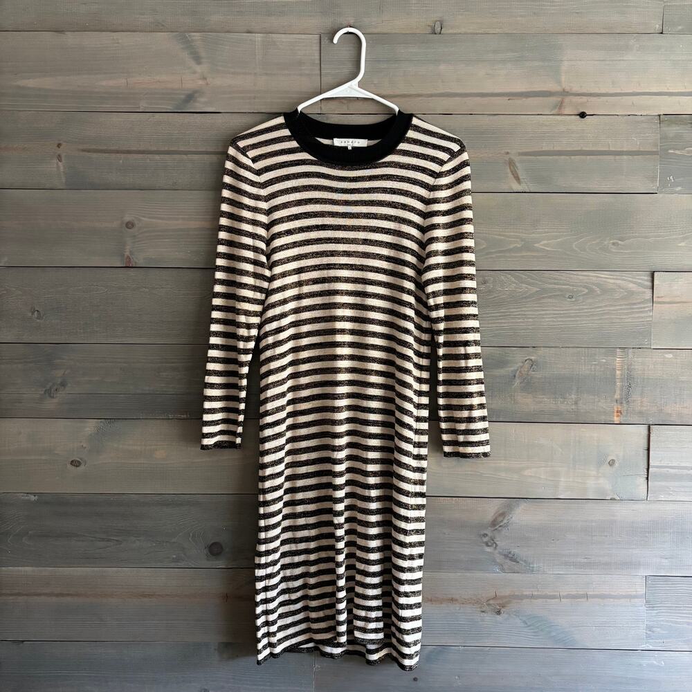 SANDRO PARIS | Breton Stripe Shimmering Viscose Knit Mini Dress US Size 8